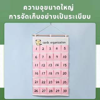 COD ปฏิทินออมเงิน 30 กริด วัสดุผ้าใบ ช่องเสียบธนบัตร สามารถแขวนได้ DIY
