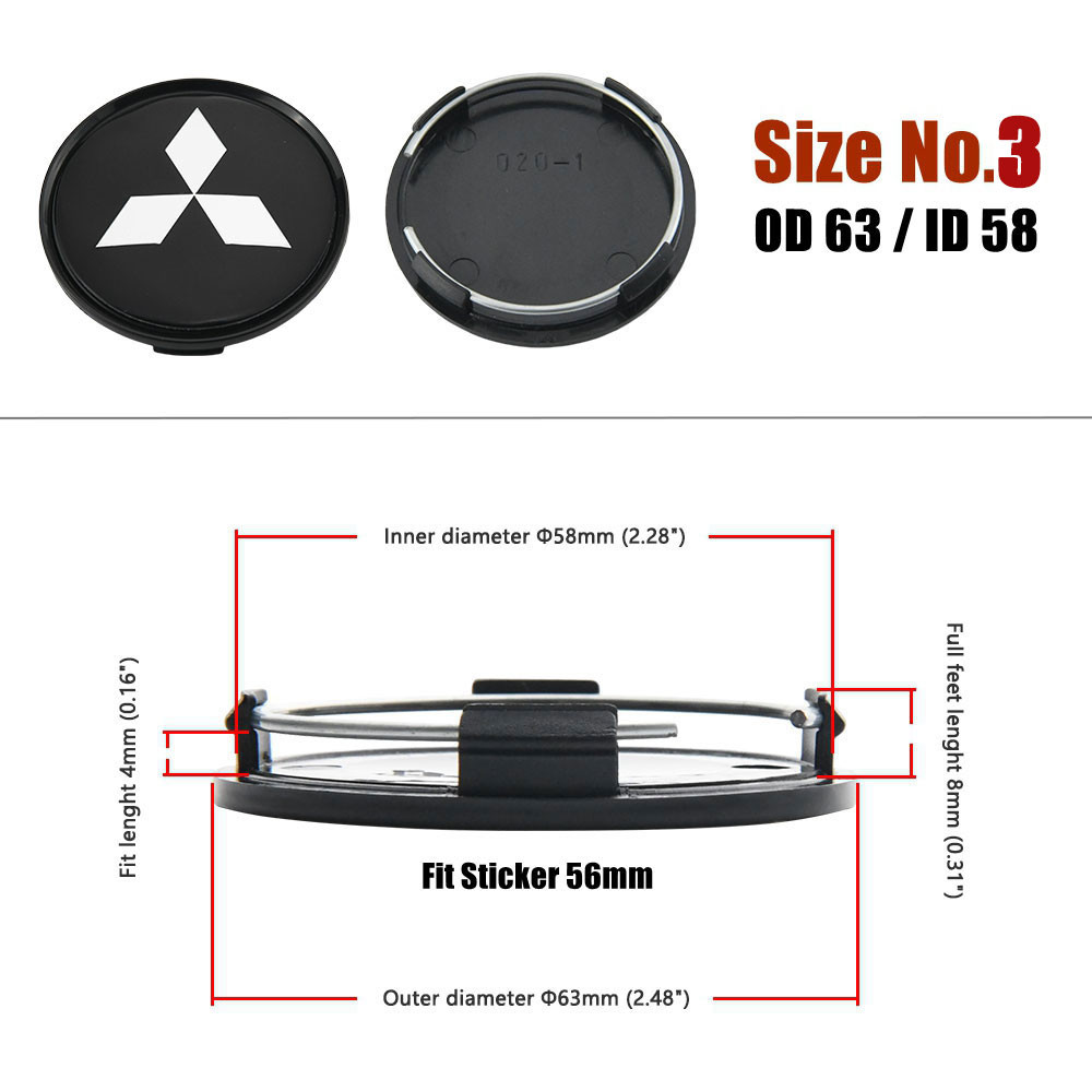 4ตัว 58มม ฝาครอบล้อ มิตซูบิชิ ฝาปิดดุมล้อ 60มม ฝาครอบดุมล้อ mitsubishi 63มม ฝาดุมล้อ 65มม - รูปที่ 4
