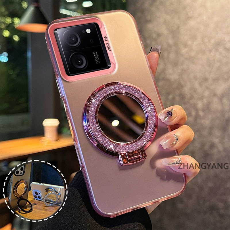 สําหรับ Xiaomi 13T 5G 13T Pro วงเล็บหรูหราไฟฟ้าไล่ระดับสีแฟลชผงออกแบบใหม่เคสโทรศัพท์ SJSFDDB