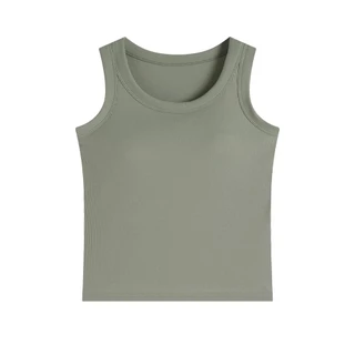 เสื้อกล้ามมีบราในตัว เสื้อกล้ามลำลอง เบสิก สีพื้นเปิดไหล่ สำหรับสตรี นุ่มและใส่สบาย