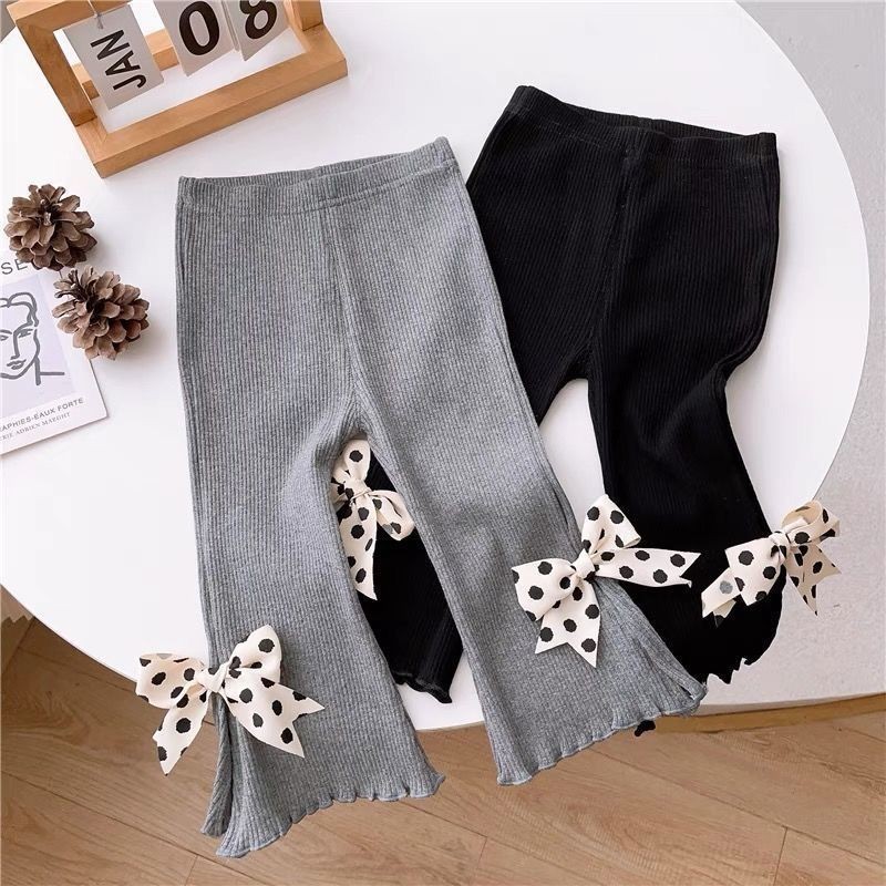 [RJ] 80-150CM Baby Girl Bowknot Flared Pants Girls Spring Summer Cute Ankle-Length Pants Children All-Match Casual Pants