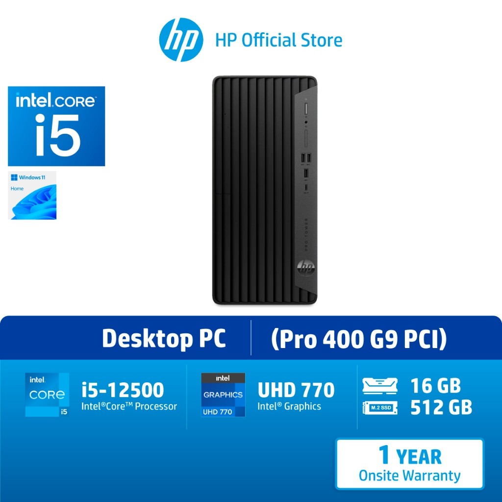 HP Pro 400 G9 PCI Tower Business Desktop PC i5-12500/ Intel® UHD/ 16GB/ 512GB/ Win11/ 1Yrs