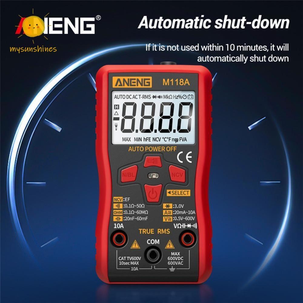 ☀MS M118A มัลติมิเตอร์แบบดิจิตอล True RMS AC/DC มิเตอร์วัดกระแสไฟฟ้าแรงดันไฟฟ้าเครื่องทดสอบ NCV