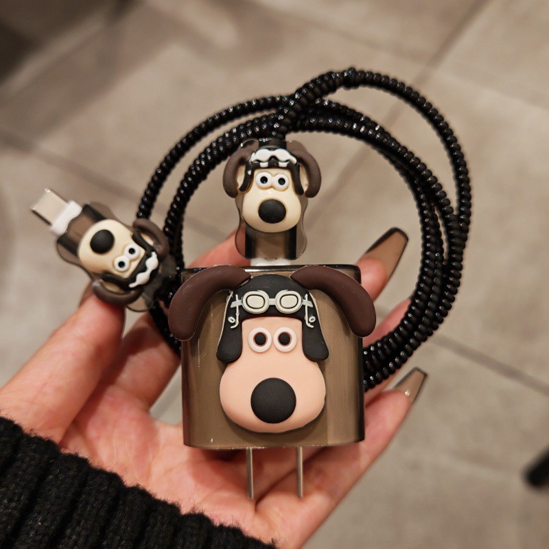 Little Dog Charger Protector Chargers Case เข้ากันได้กับ 11Pro Max 12 13 Cord Protector