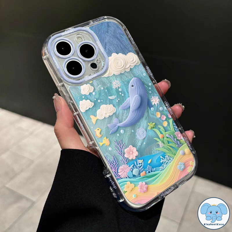 เคสขนนทะเลรูปปลาวาฬสีน้ำเงินสุดฝัน สำหรับ IPhone 15 11 16 13 12 14 Pro Max X XR XS Max 16 15 7 8 Plus เคสไอโฟน16 - รูปที่ 5