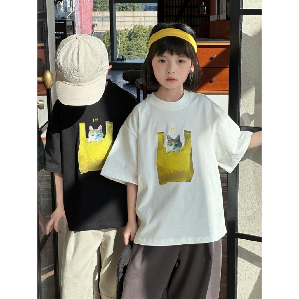 rb6t1fu3ynThanyaggh มาใหม่เด็กแขนสั้นเสื้อยืดฤดูร้อนการ์ตูนพิมพ์รอบคอผ้าฝ้ายด้านบน D54