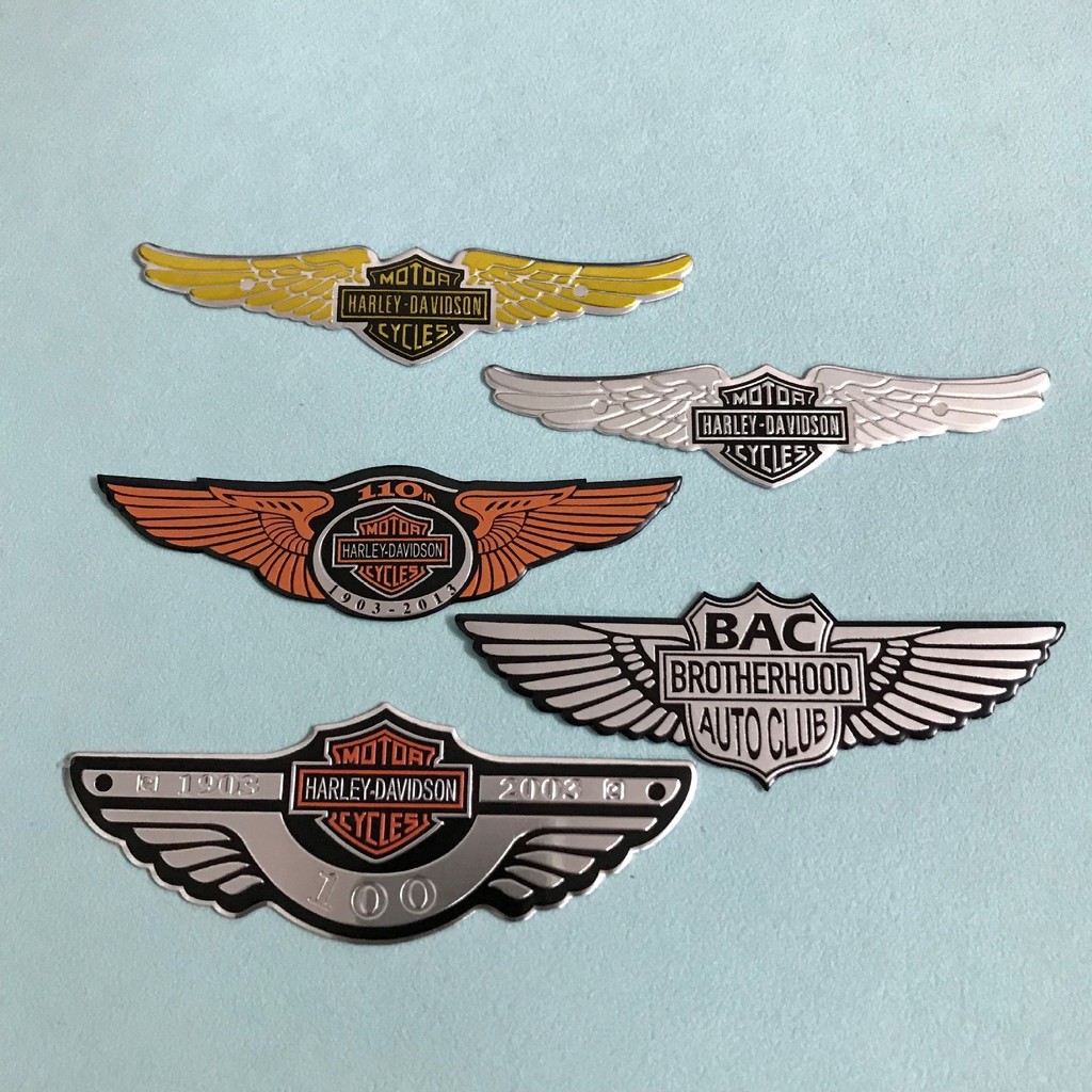 MOTOA HARLEY-DAVIDSON CYCLES สติ๊กเกอร์อลูมิเนียมรถจักรยานยนต์ 100th/110th Anniversary Commemorative Edition สติ๊กเกอร์ติดรถ BAC Wings สติ๊กเกอร์อลูมิเนียม