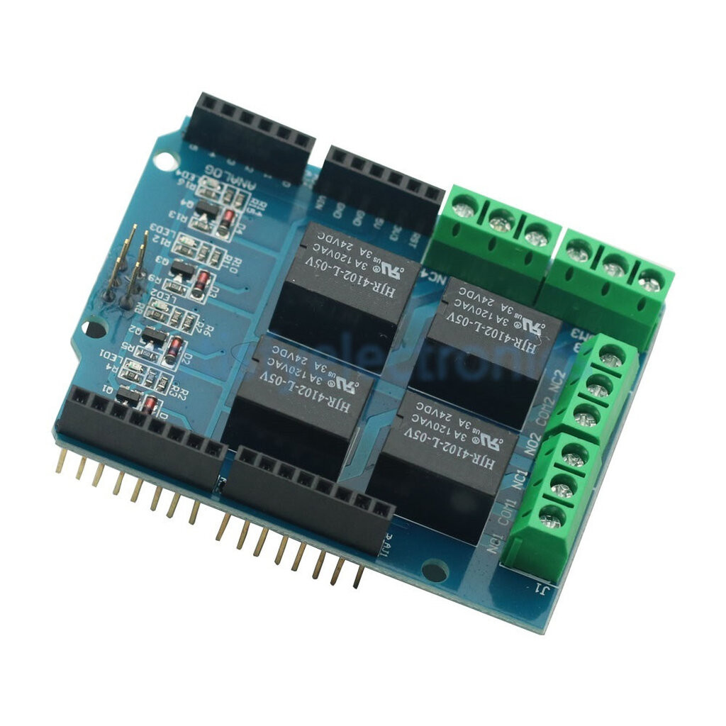 รีเลย์ 4 ช่อง สำหรับบอร์ด Arduino 4 Channel Relay Shield for Arduino