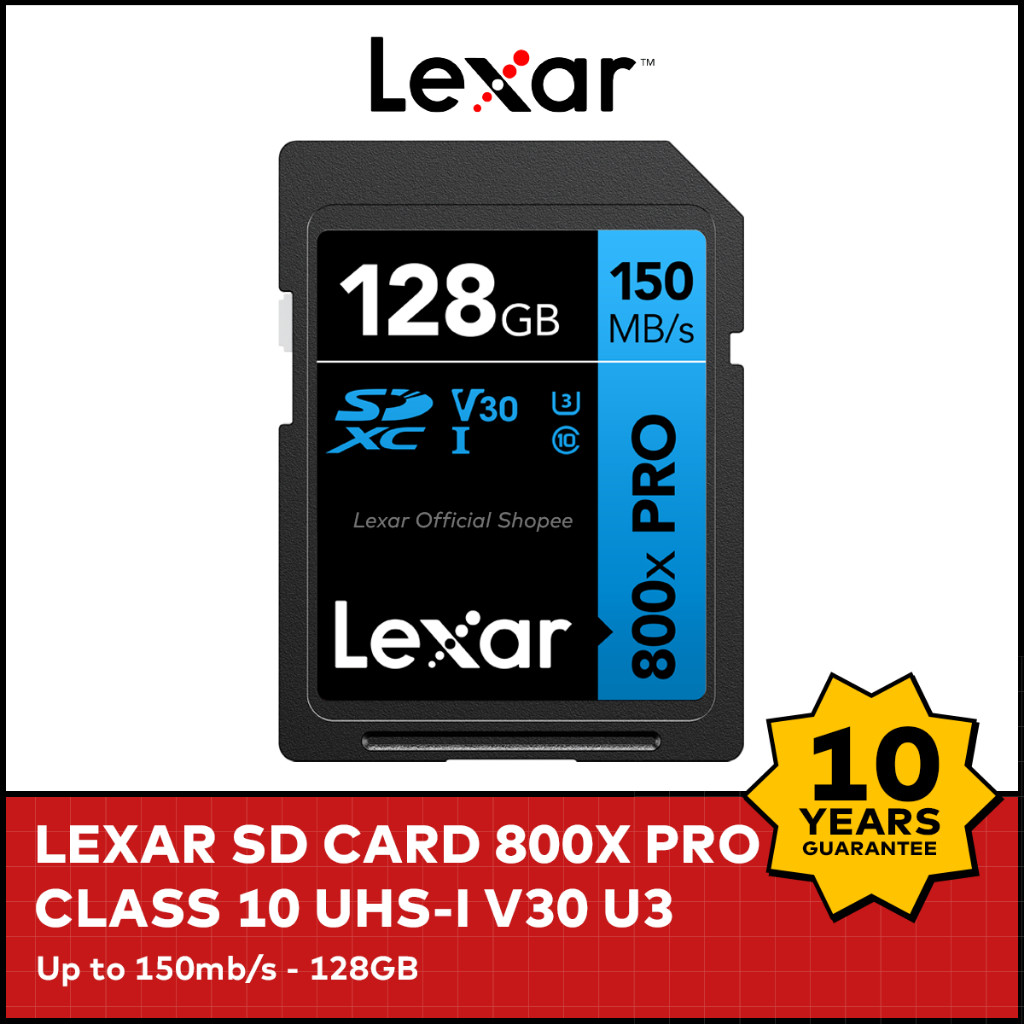 Lexar SDXC ประสิทธิภาพสูง 800x PRO UHS-I U3 V30 Original - 128GB ใหม่