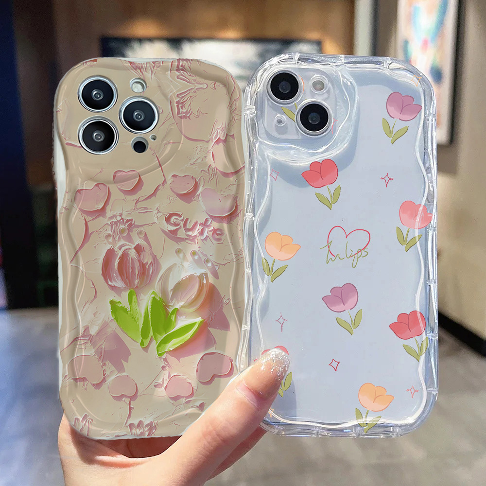 สําหรับRealme 14 Pro Plus 5G 11 12 13 + Plus C75 C53 C55 C35 C15 C20 C21 Q 5PROซิลิโคนTulipดอกไม้น่า