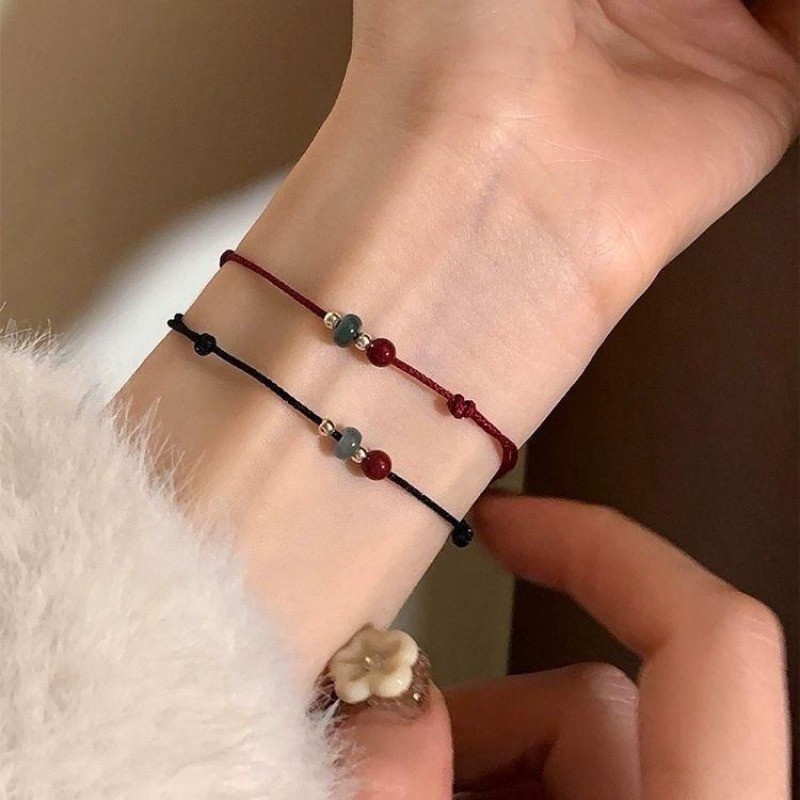 ใหม่ อิน ทอธรรมชาติการเสนอราคาเดียวกันชาดง่ายมือสร้อยข้อมือเชือกคู่วันหยุดแฟนของขวัญ