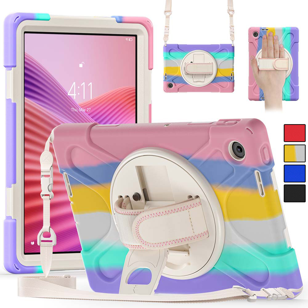 สําหรับ Lenovo Tab 10.1 นิ้ว 2025 เคสพร้อมขาตั้งและสายคล้องไหล่หมุนได้, เคสสายคล้องมือสําหรับงานหนัก