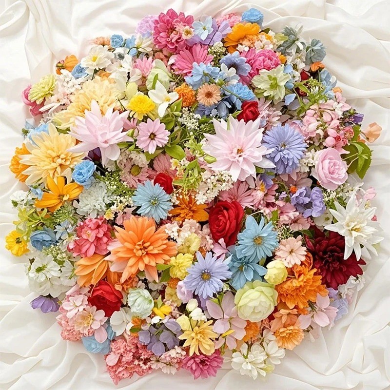 20/52 ชิ้น Mini สุ่มผสมดอกไม้ประดิษฐ์ผ้าไหมดอกไม้ปลอมสําหรับตกแต่งบ้าน DIY Craft ของขวัญอุปกรณ์เสริมเจ้าสาวงานแต่งงานตกแต่ง