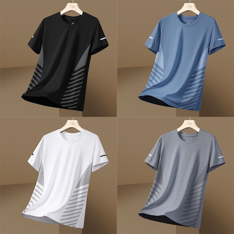 ทีเชิ้ตแขนสั้นคอกลม ผ้าเรยอนบาง ระบายอากาศได้ดี แห้งเร็ว ทรงหลวม สไตล์เกาหลี เหมาะสำหรับฤดูร้อน สำหรับการวิ่งหรือฝึกซ้อมกีฬา