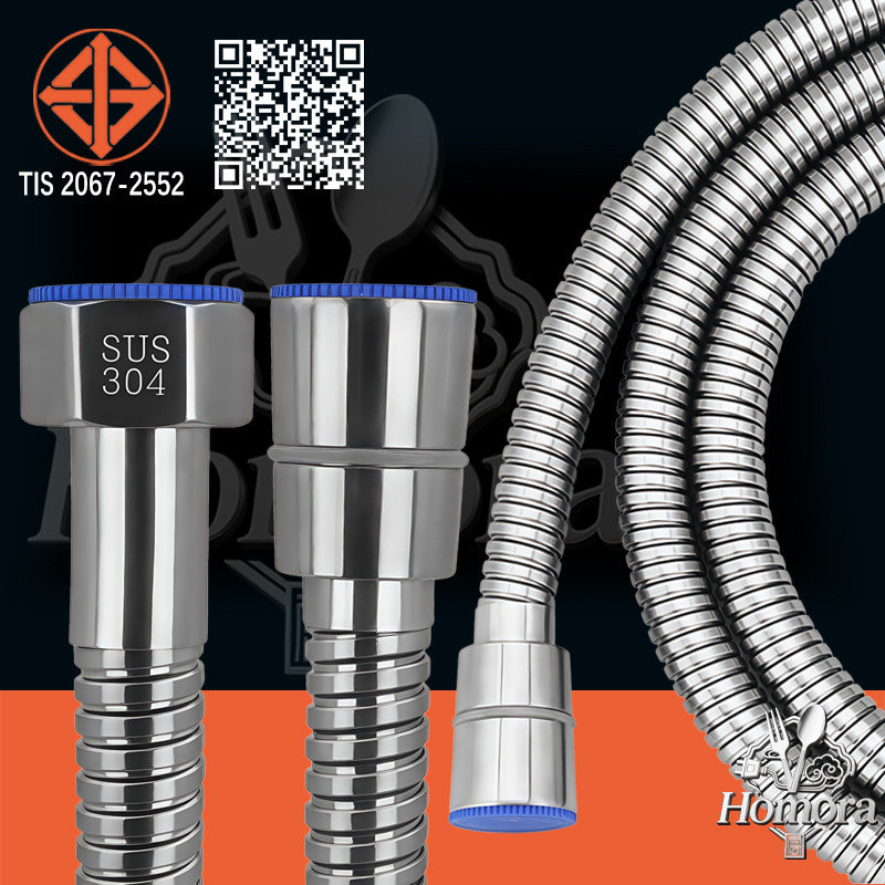 304ท่อฝักบัวสแตนเลส, ท่อฝักบัว 30 ซม./40 ซม./60 ซม./80 ซม./1M/1.2M/1.5M ท่อหัวฉีดฝักบัว