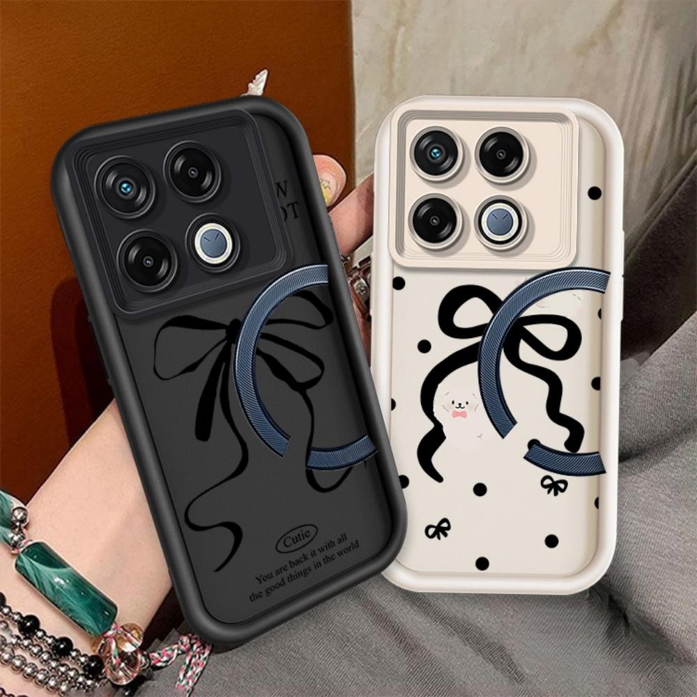 ปลอกสําหรับใช้งานร่วมกับ Infinix GT 20 Pro X6871 สีดําโบว์ซิลิโคนกันกระแทก TPU กรณี