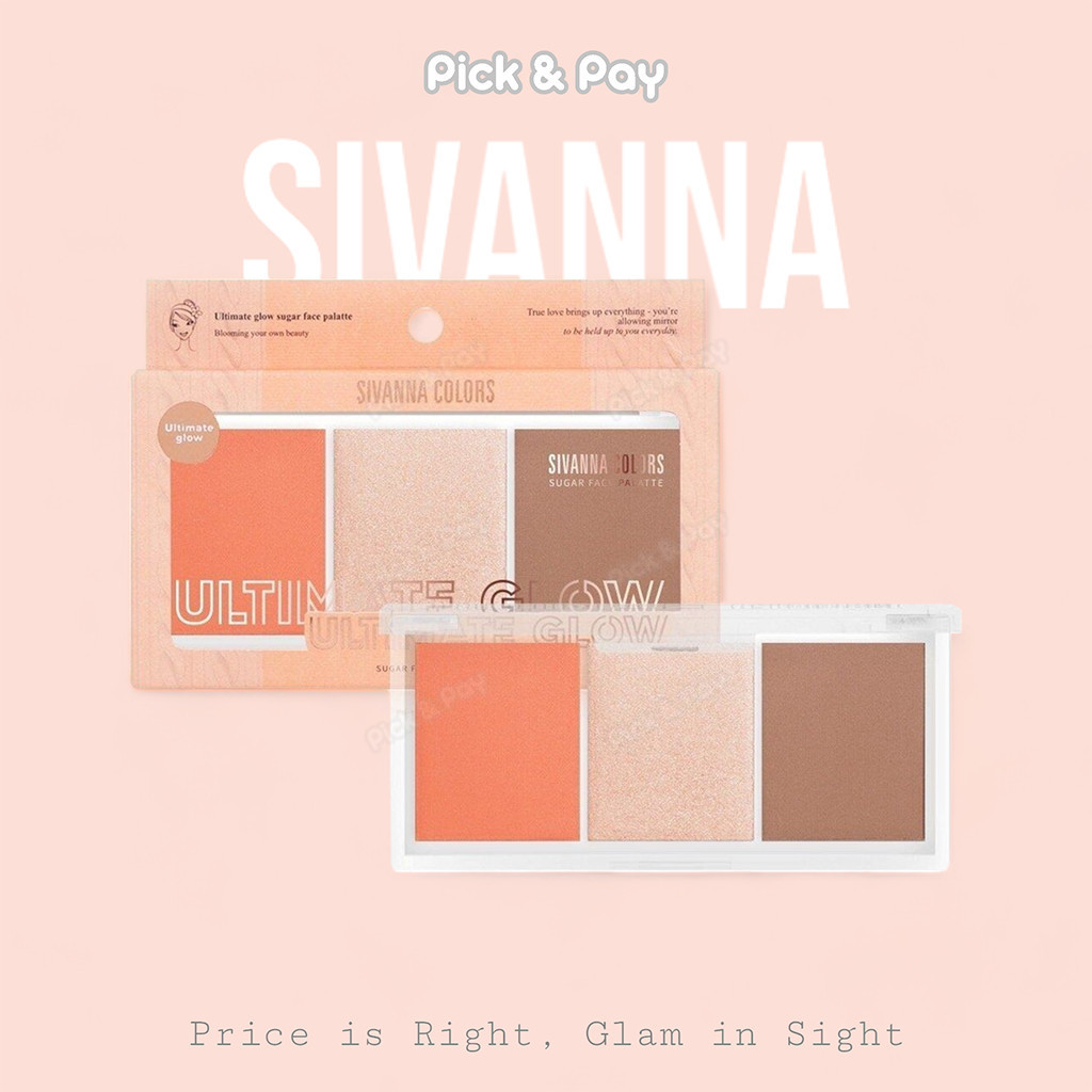 SIVANNA COLORS บลัชออน ไฮไลท์ คอนทัวร์ ULTIMATE GLOW sugar face palatte blooming your own beauty (HF189)