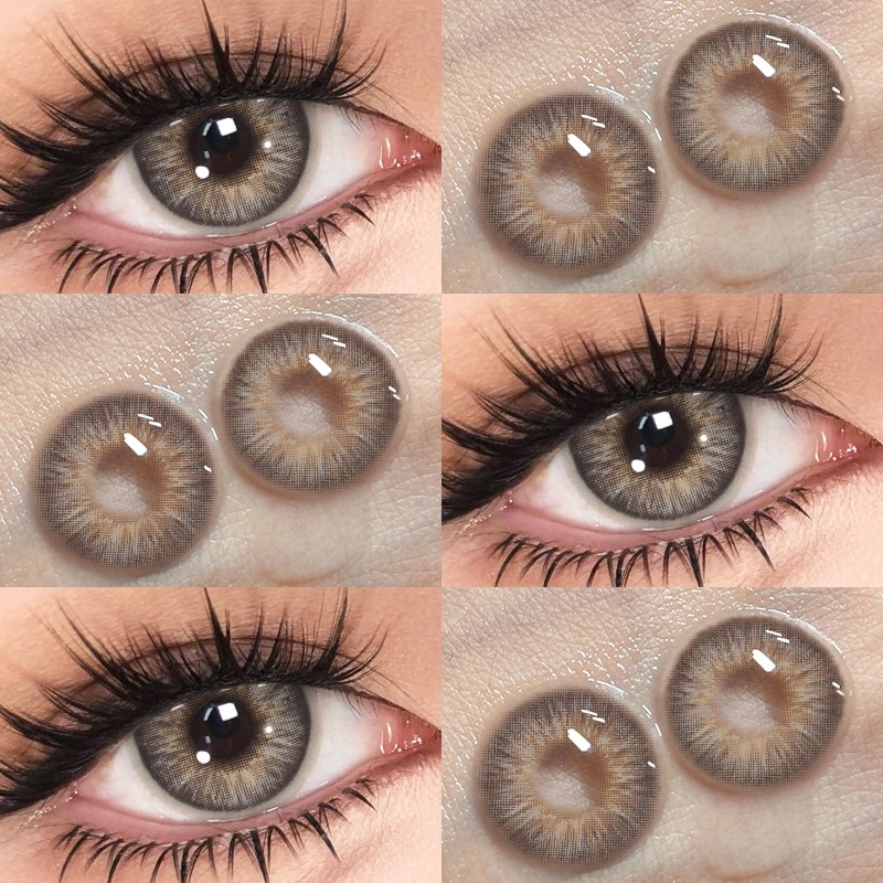 (COD) OMG สีเทา/สีน้ำตาลคอนแทคเลนส์ 14.0 มม.เกาหลีขายร้อนสีคอนแทคเลนส์ใช้ได้ 1 ปีจัดส่งฟรี