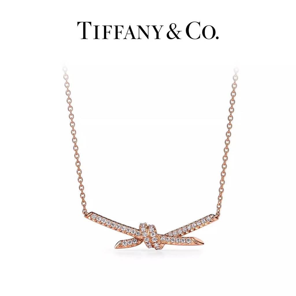 [Ready Stock] Tiffany & Co./Tiffany Tiffany Knot Series สร้อยคอเพชรเต็ม [ถุงของขวัญ]