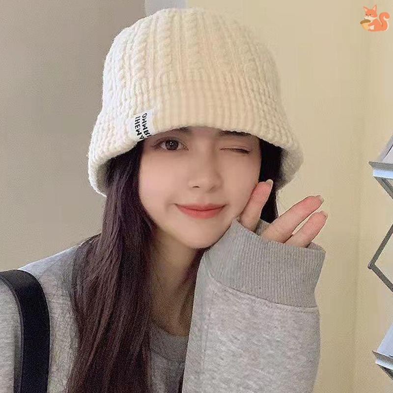 [BI] หมวกผู้หญิงอเนกประสงค์อบอุ่นป้องกันหูหมวกถักใหญ่หมวกไหมพรม TH