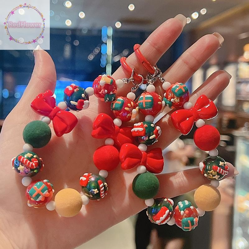 Redflower น่ารักคริสต์มาสโทรศัพท์จี้สายรัดข้อมือ Anti-lost Lanyard เทศกาลสําหรับโทรศัพท์ตกแต่งสายคล้องสร้อยข้อมืออุปกรณ์เสริม TH