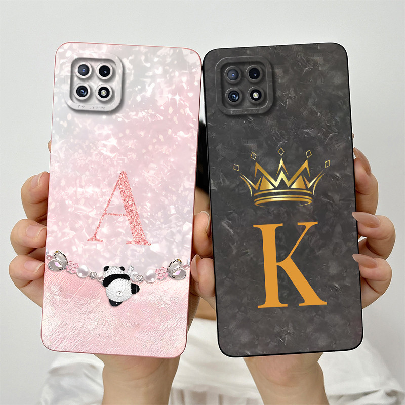 สําหรับ OPPO A73 5G / A72 5G / A53 5G 2020 กันกระแทกป้องกันกล้องเคสโทรศัพท์ CPH2161 PDYM20 PECM30 แฟชั่นมงกุฎตัวอักษรซิลิโคนอ่อนนุ่มกรณี