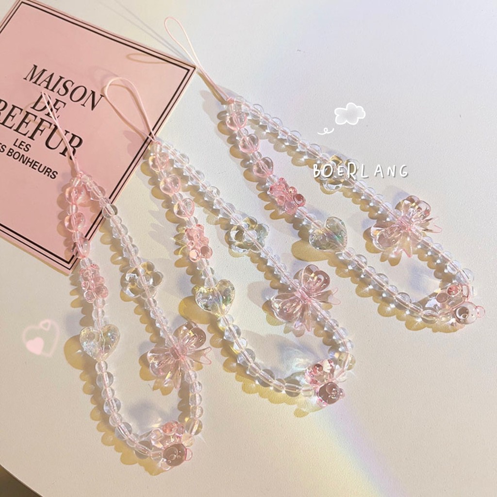เรียบง่ายน่ารัก Watanabe Bow Love Heart จี้โทรศัพท์มือถือ Cuckoo การ์ดพวงกุญแจเชือกเส้นเล็กกระเป๋าจี้