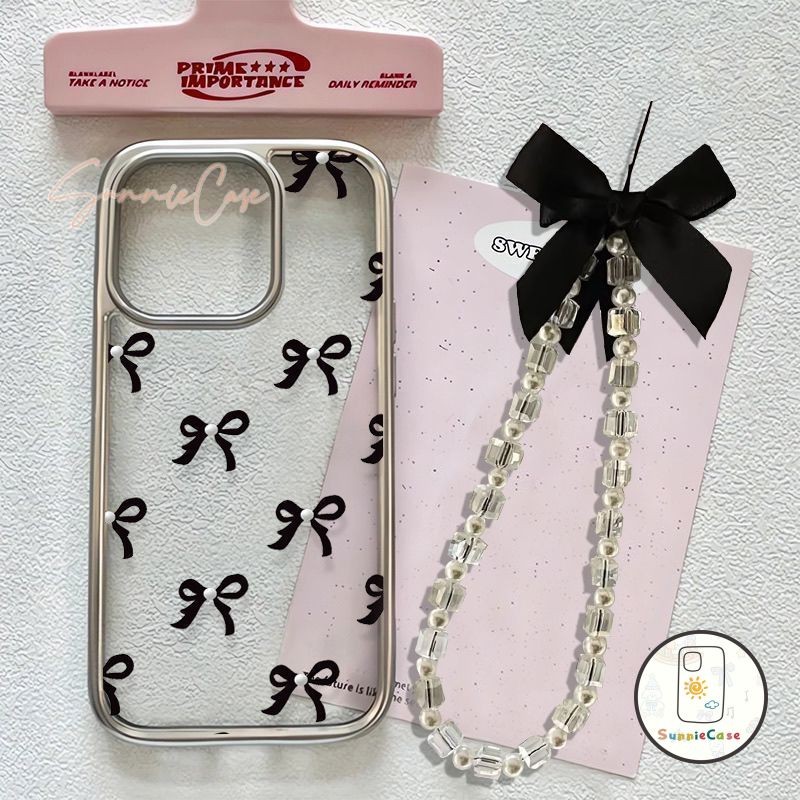 เคสไอโฟน13 โบว์ สำหรับ IPhone 15 13 12 16 11 14 Pro Max 8Plus 7Plus XR X XS Max 7 8 15 Plus SE 2020 โลหะ คู่รัก TPU เคส