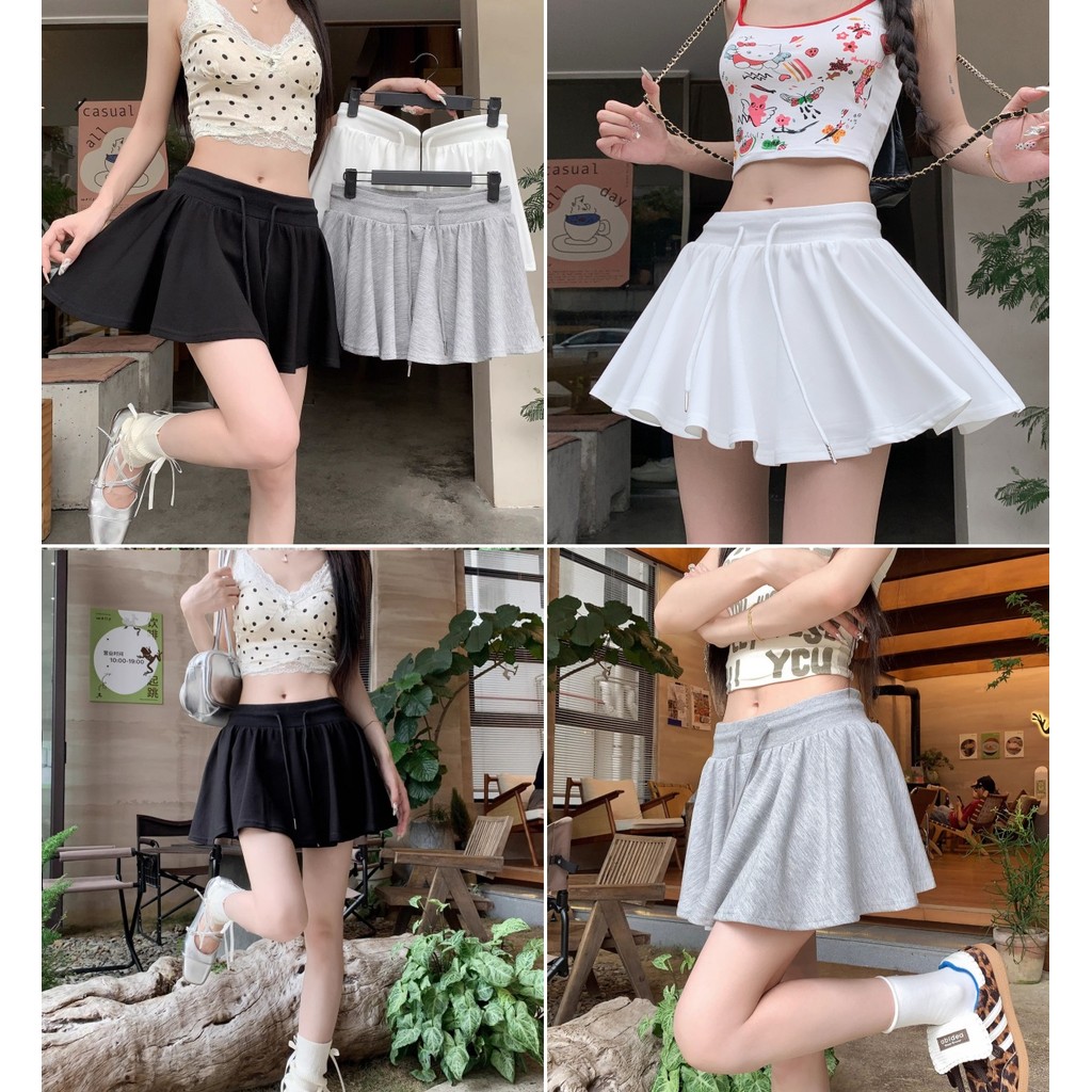 Betty house🌸พร้อมส่ง กระโปรงผู้หญิง y2k กระโปรงสั้น เอวสูงทรงเอ ดีไซน์เชือกรูด งานสวยสุดๆๆ น่ารักๆ