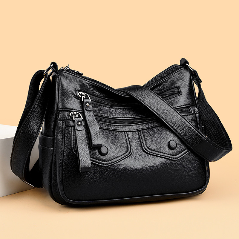 Simple Retro Ladies Tote Bag Fashion Large-ความจุกระเป๋าสะพายAll-Match Multi-Layeredไหล่Messengerกระเป๋า
