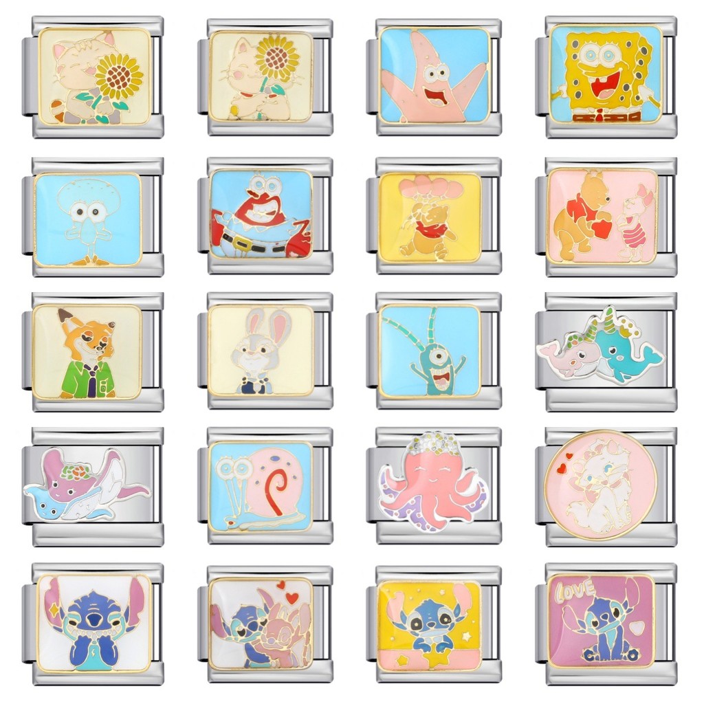 สร้อยข้อมือแบบแยกส่วนอิตาลีสแตนเลสเชื่อมชุบทองหยดน้ํามันการ์ตูนสัตว์ ทําเอง ยืดฟ