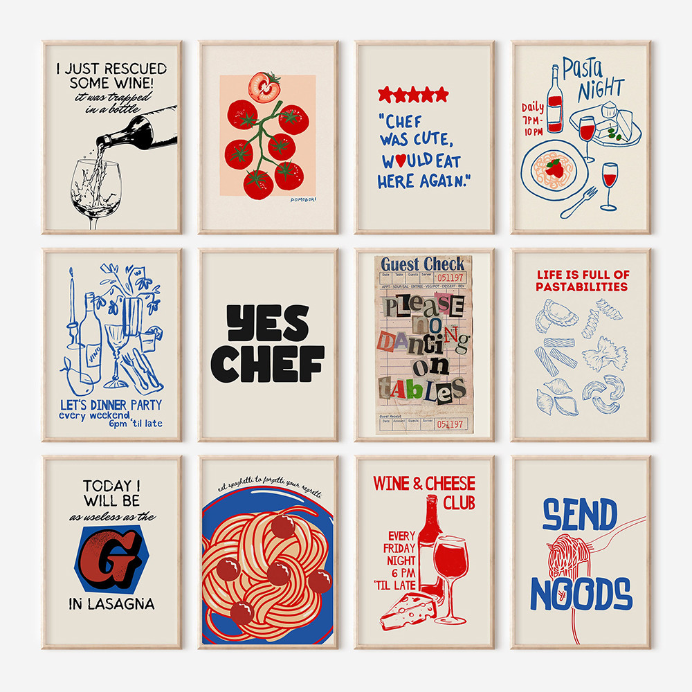 อินเทรนด์ Retro Wall ชุดพิมพ์ Aesthetic Bar รถเข็น Art โปสเตอร์สีแดง Preppy Gallery ภาพวาดผ้าใบ YK2 