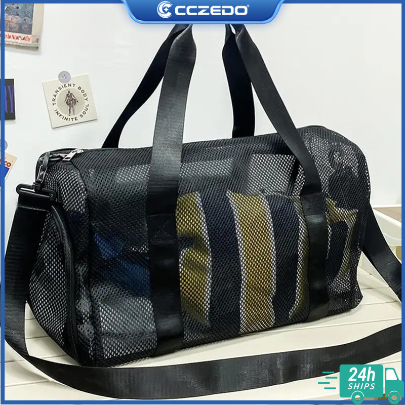 Cczedo ตาข่าย Duffle กระเป๋าแห้งเปียกแยกขนาดใหญ่ความจุรองเท้ากระเป๋าเดินทางสําหรับว่ายน้ําชายหาดกระเป๋าเดินทางกีฬา