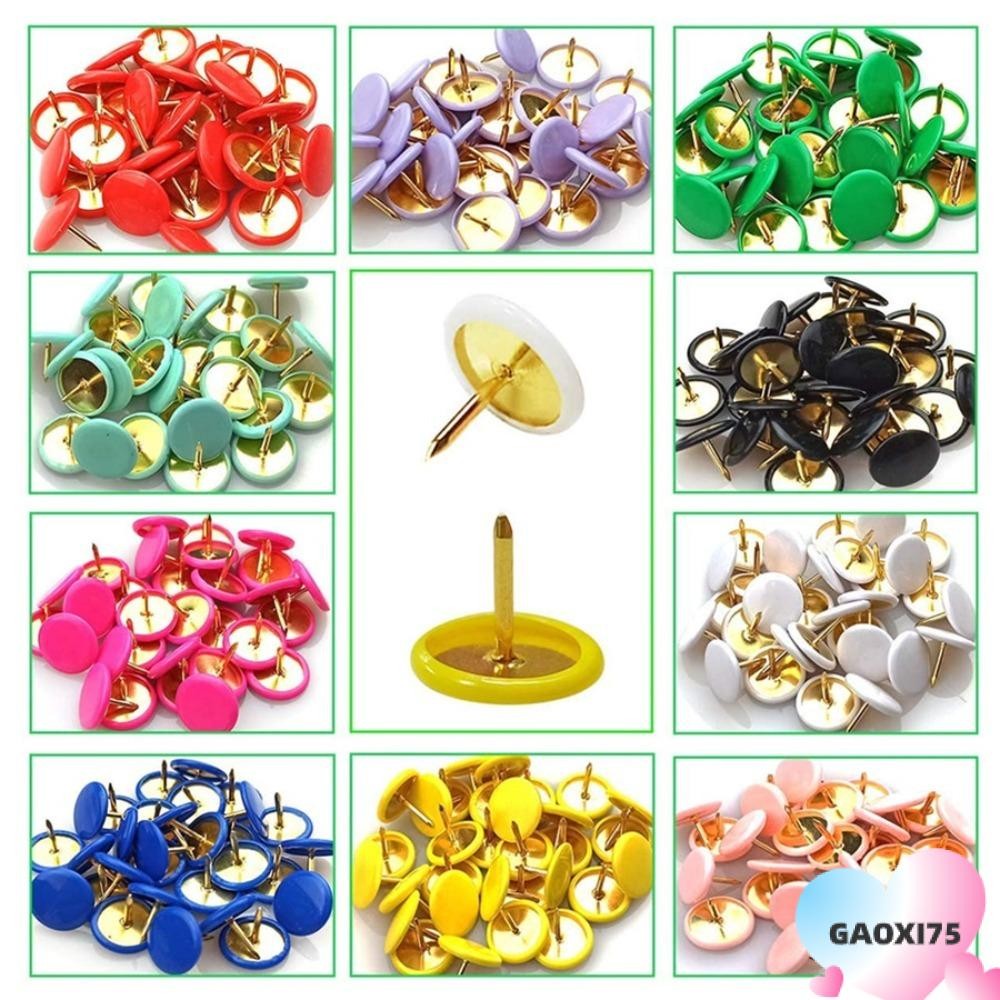 Gaoxi75 100 ชิ้นรอบ Push Pins, Tacks Point Thumb Tacks, Noice Board Bulletin Drawing สีเมทัลลิคตกแต่ง Thumb Tacks
