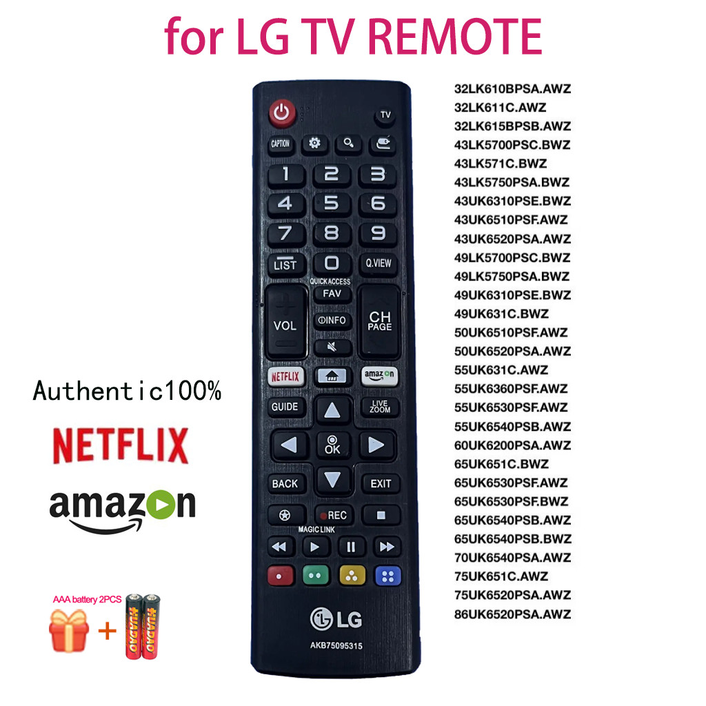 Alank-ของแท้ รีโมทสากล พร้อมแบตเตอรี่2ชิ้น remote LG LCD Smart TV รีโมท รีโมททีวี AKB75095315