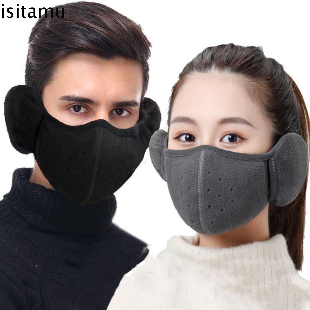 Isitaft หน้ากากปิดหูกันหนาวขนแกะความร้อน Earflap Wrap Mask, Creative Windproof Half Face Mask มืออุ่น Earflap หน้ากากฤดูหนาวขี่