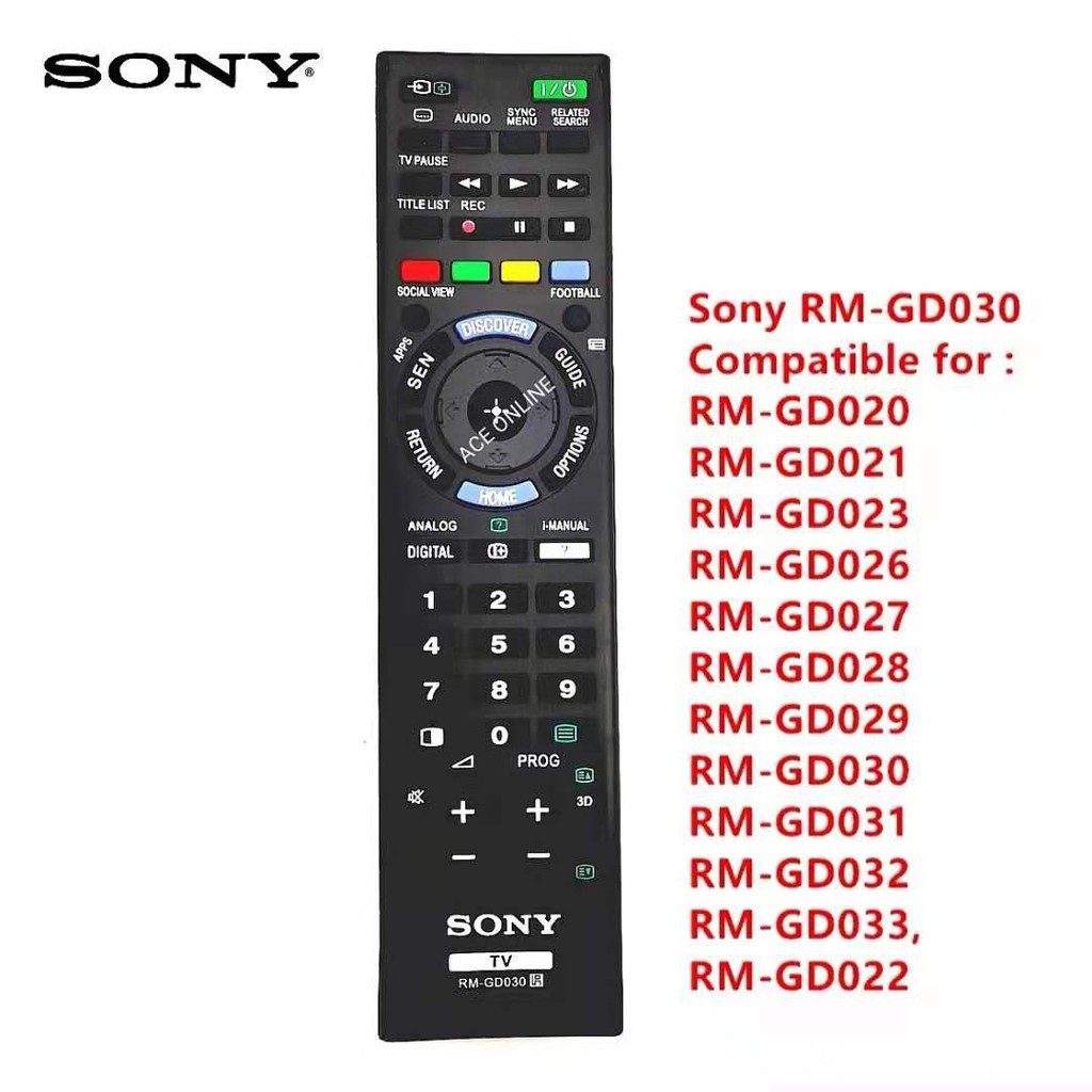 Sony LED /LCD TV รีโมทคอนโทรล RM-GD030 เข้ากันได้กับ GD020 RM-GD021 RM-GD023 RM-GD026 RM-GD027 RM-GD