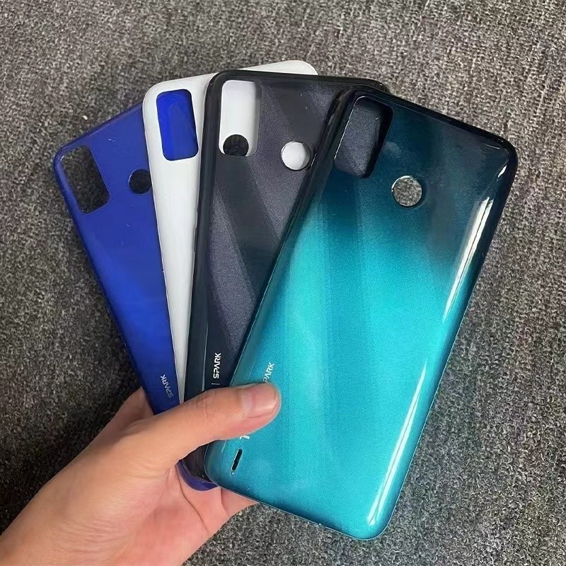 Tecno Spark 6 Go ฝาหลังแบตเตอรี่ KE5j KE5k KE5 ด้านหลังแผงเคสด้านหลังด้านหลังพร้อมเปลี่ยนด้านล่างด้านข้าง