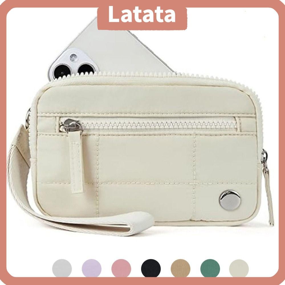 Latata Wristlet Wallets, Nylon with 3 Zipper Wrist Bag, Hot Waterproof หลากสี Fluffy Handbag Yoga Sport