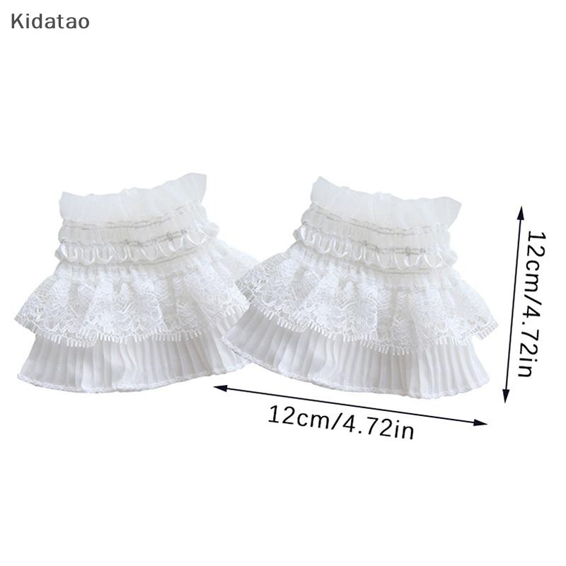 Kidatao 1 คู่เล็บภาพลูกไม้ตกแต่ง Cuff Double-Layer ตาข่ายฮอร์นแขนเล็บแสดงวางตัวแขน DIY Shoog พื้นหลัง Prop ใหม่