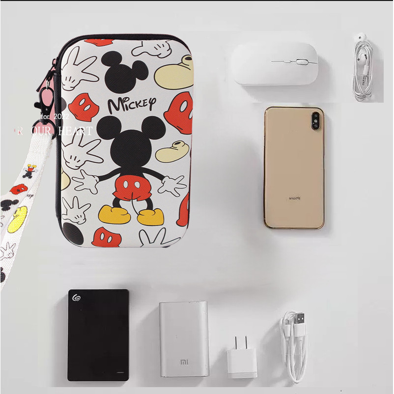 น่ารัก Mickey Power Bank กรณี Travel Electronics Organizer กระเป๋าถือ Charger กระเป๋าสําหรับ Charger โทรศัพท์มือถือ