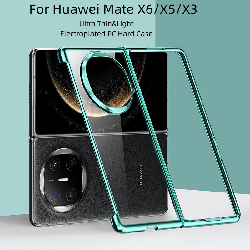 Thin & Light Electroplated PC Clear Hard Case สําหรับ Huawei Mate X6 X5 X3 X2 Honor Magic V VS V2 Vs