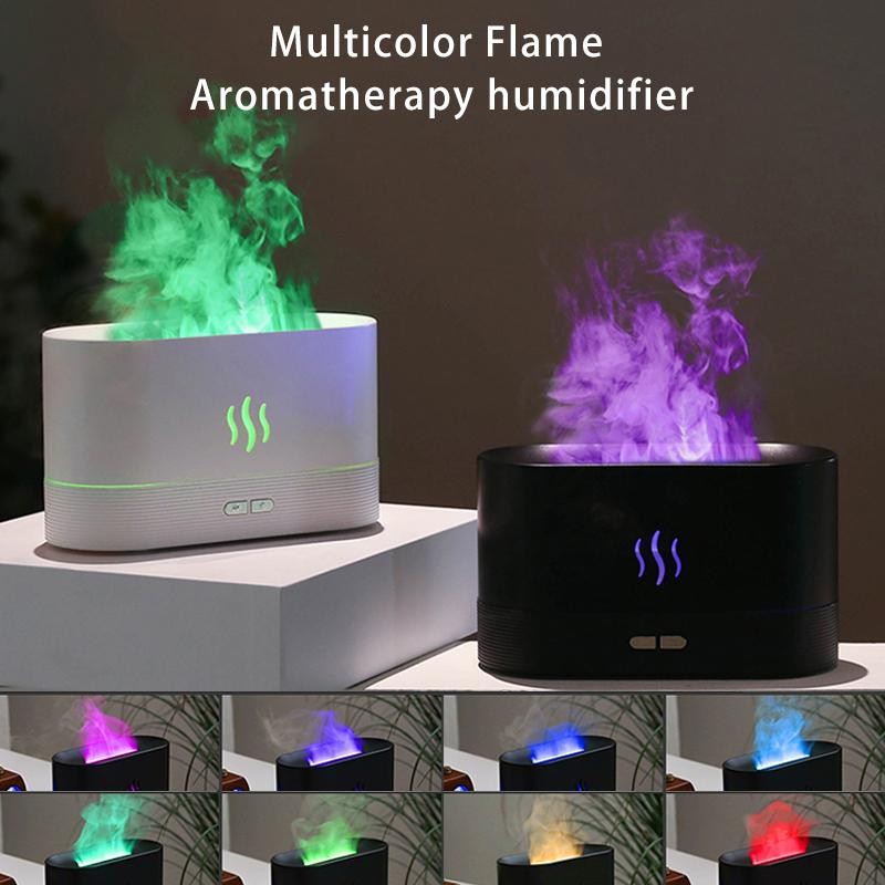 แบบพกพา Cool Mist Usb Led เปลี่ยนสีห้อง h2o air fire เปลวไฟ humidifier Aroma Essential Oil Diffuser 