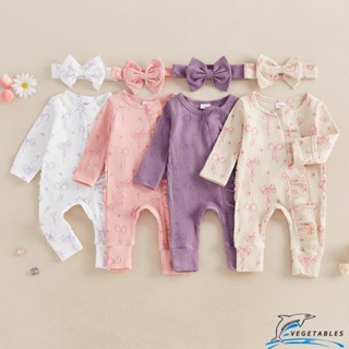 Zhy-ทารกแรกเกิดสาวชุดฤดูใบไม้ร่วงโบว์พิมพ์แขนยาวเต็มความยาวซ…