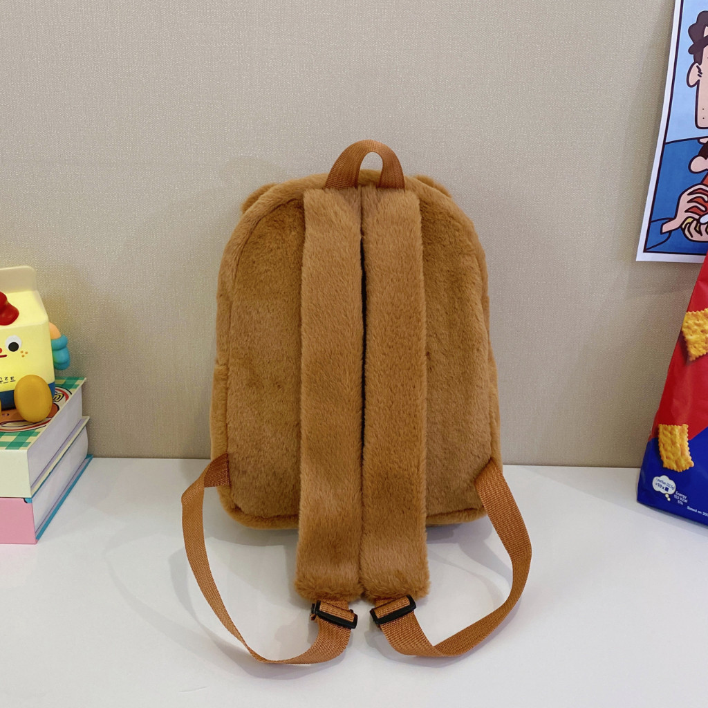 tokyosellected(T2237) กระเป๋าเป้มินิ-คาปิบาร่า ผ้าขนมิ้งค์ (ใส่ไอแพด12นิ้วได้)