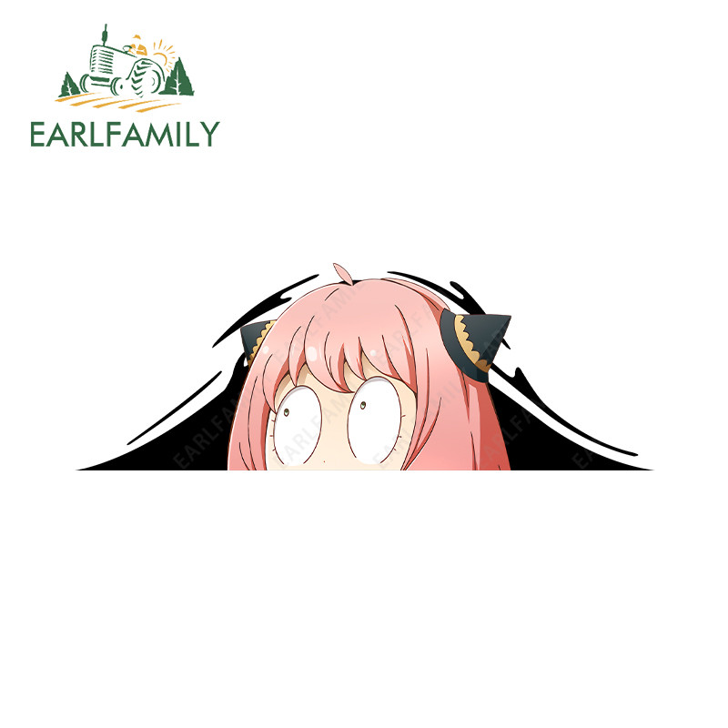 EARLFAMILY 13 ซม.x 12 ซม.Anya บุคลิกภาพสร้างสรรค์รถสติกเกอร์ DIY ไวนิลวัสดุ Graffiti Decal เก็บขวดกีตาร์ Decaoration