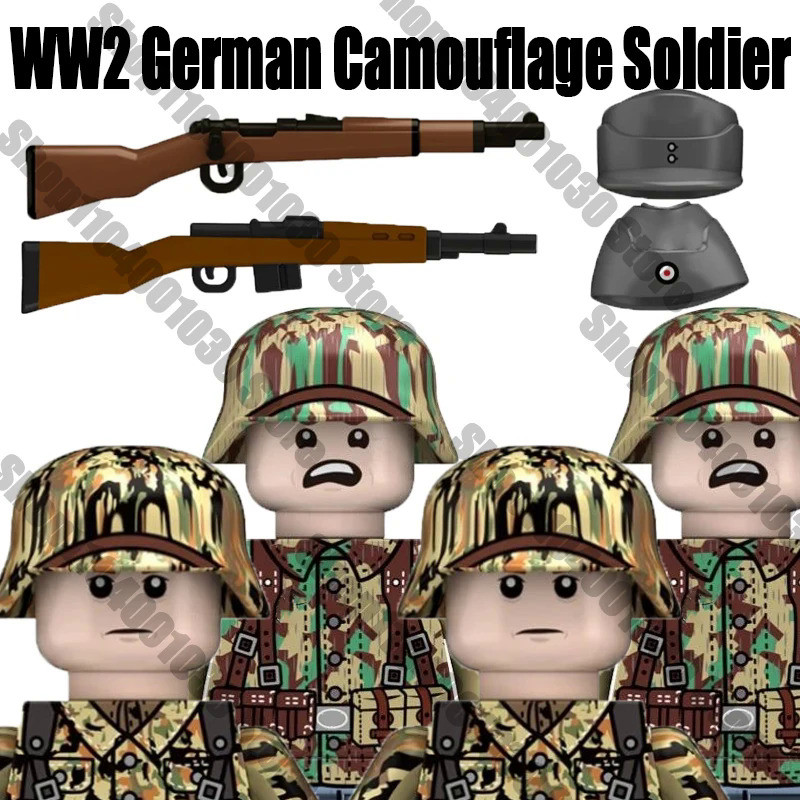 WW2 Military German Camouflage Soldier Figures Building Blocks Army Officer Warrior Infantry War 98K