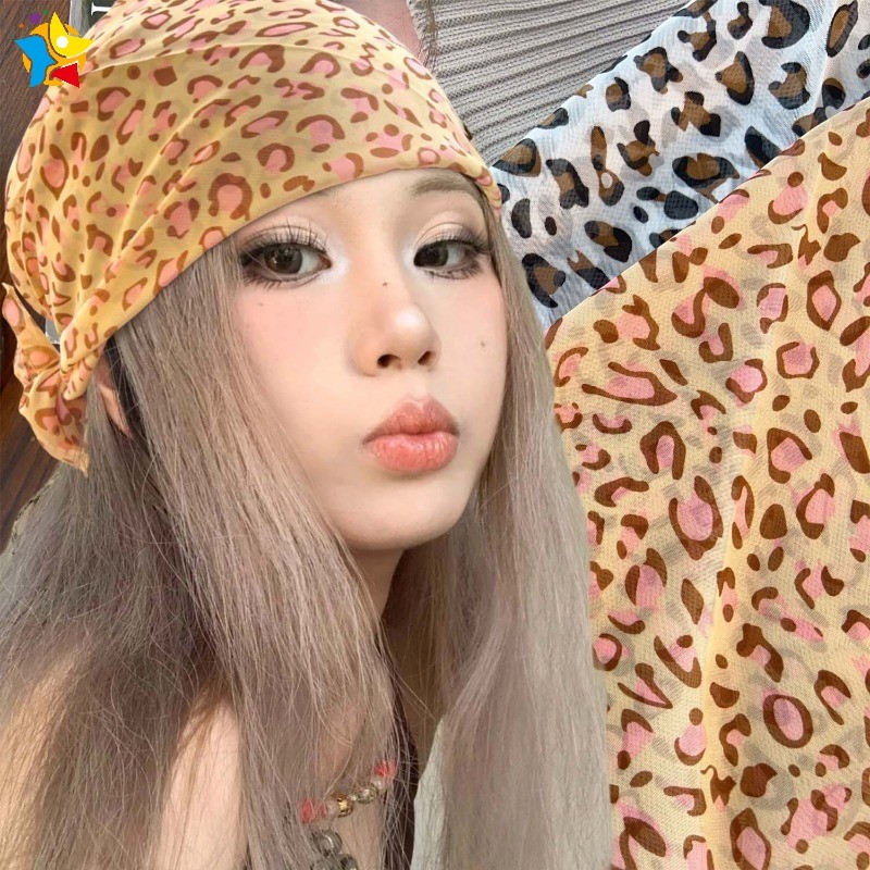 อินเทรนด์ Cool เสือดาวพิมพ์ Headscarf สําหรับผู้หญิงสาว Y2K Retro แฟชั่นผ้าพันคอแถบคาดศีรษะวันหยุดสไตล์ภาษาฝรั่งเศสคํา Turban อุปกรณ์เสริมผม