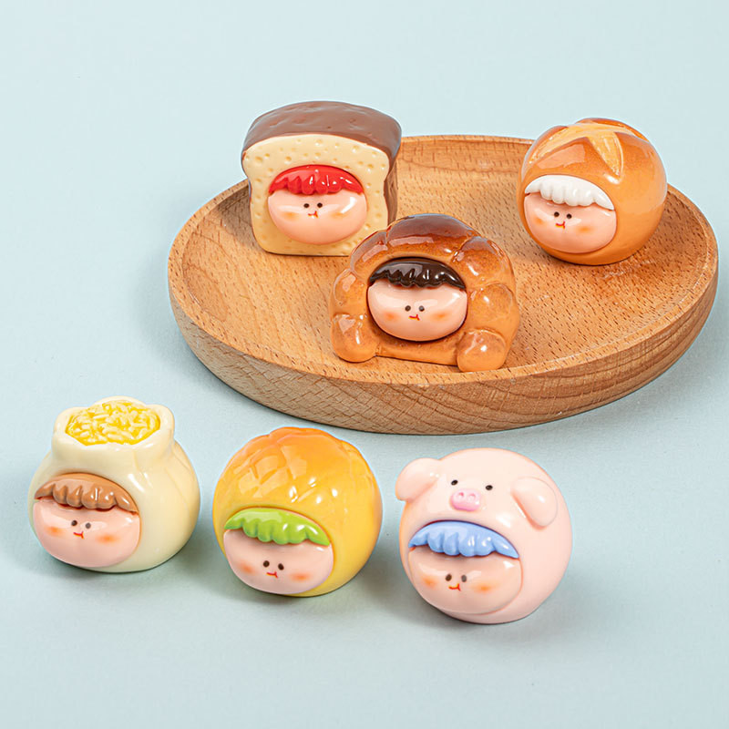 6 ชิ้นกระต่ายอาหารเช้า 3D เรซิ่น Charms สําหรับ DIY (8-304)