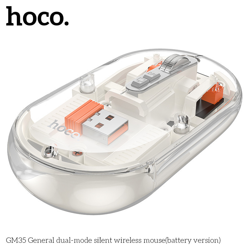 HOCO GM35 2in1 เมาส์ไร้สาย เสียงเงียบ รองรับ Bluetooth 5.2 & Wireless 2.4G ปุ่มกด 5 ปุ่ม DPI 3 ระดับ เมาส์บลูทูธ hc6